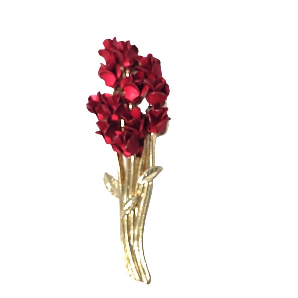 DM 97 Bouquet Of Red Roses Brooch Jewelry Or Craft Charm Accent